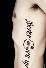 English tattoo pattern with a clear waist