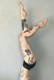 small picture stitching sexy flowers Leg tattoo appreciation