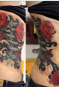 красота сторона талии классическая мода личность машина с татуировкой розы