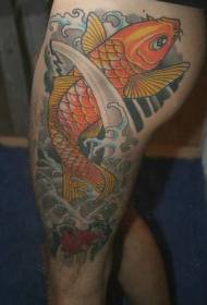 боја на нозете злато koi риба тетоважа шема