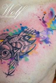 modello di tatuaggio pesce rosso splash color petto