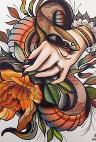 Manoscritto del modello del tatuaggio della mano del serpente dipinto scuola europea