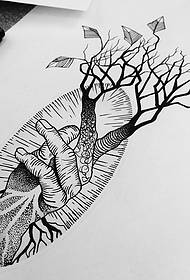 Point Hand and Tree Personality Tattoo Pattern Manuskript