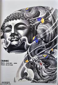 Leth-làithean traidiseanta de phàtran tatù làmh-sgrìobhainn Dragon Buddha