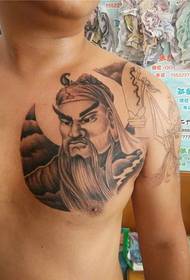 грудь Чжао Юнь Гуань Гун татуировка картина властная