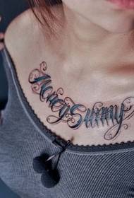 chest sexy English tattoo picture