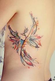 inchiostro a spruzzo in vita laterale motivo tatuaggio linea Phoenix