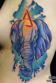 Motivo tatuaggio elefante classico petto lato animale