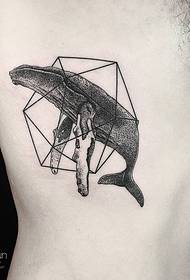patrón de tatuaxe de ballena de xeometría da cintura do lado masculino