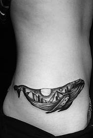 a dolphin tattoo pattern under the side waist