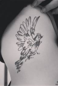 side waist small fresh cute bird tattoo pattern