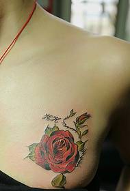 red rose tattoo represents a kind of expression of longing for love