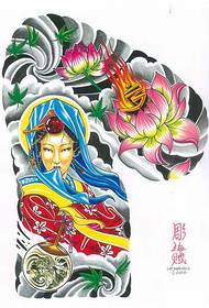 yarı Japon kadın lotus dövme deseni