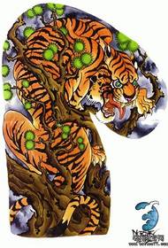 Modèle de tatouage traditionnel classique cool demi-tigre tigre