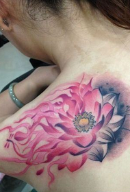 färg bläck lotus tatuering mönster