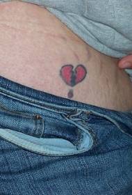 waist simple red broken heart tattoo picture