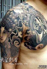 Semi-twisted Tattoo Pattern: Half twisted Peking Opera Mask Tattoo Pattern ng Mga Sangkap ng Tattoo na Tsino