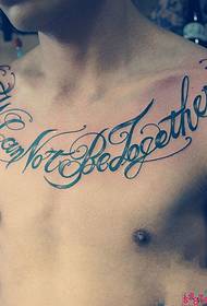 mężczyzna w klatce piersiowej duży kwiat ciało angielski tatuaż obraz