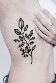 Motivo tatuaggio piccolo ramo fresco vita laterale