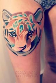 leg unique tiger watercolor tattoo pattern