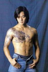 Fiatal és veszélyes Chen Haonan kendő sárkány tetoválás minta