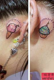 tattoo ya ice cream ya sikio inafanya kazi