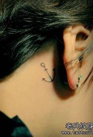 girl's ear delicate and delicate totem anchor tattoo pattern 114859-beauty ear five-pointed star tattoo pattern
