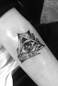 Tatuaggio di coppia di personalità combinata geometria e bulbo oculare