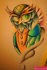 Ibha yombukiso we-tattoo yancoma iphethini emibalabala ye-owl tattoo