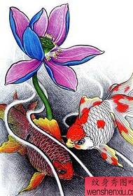 Gambar pertunjukan tato merekomendasikan pola tato lotus ikan mas berwarna-warni