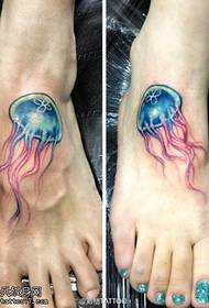 instep tọkọtaya awọ jellyfish tatuu apẹrẹ
