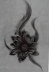 et fjær lotus tatoveringsmanuskriptmønster