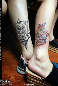 წყვილი ლამაზი ლამაზი owl fox tattoo დიზაინით