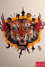 Tigris fej tetoválás munka