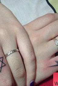 motif de tatouage éclair étoile couple à six branches