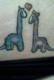 maagkleur tekenprent dinosaurus liefdes tattoo patroon