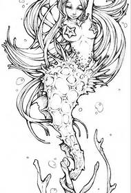 setšoantšo sa tattoo se khothalelitse sketch mermaid tattoo e ngotsoeng ka letsoho