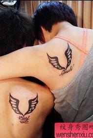 커플 문신 : 어깨 커플 토템 날개 문신 패턴