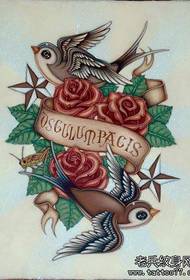 образец со ракопис за тетоважа со розова роза