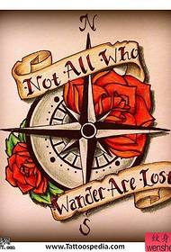 color compass rose rose letters tattoo works