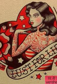 Modello di tatuaggio ritratto di donna europea e americana