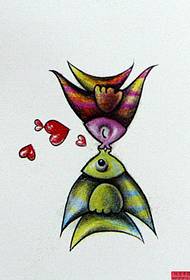 kiss fish tattoo ຫນັງສືໃບລານ
