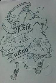 orasan nga angkla nga rosas nga nagsulud sa tattoo sa tattoo
