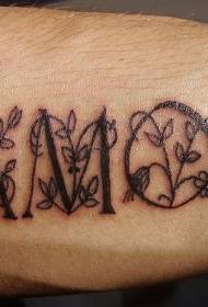 braccio nero alfabeto inglese fiore tatuaggio modello