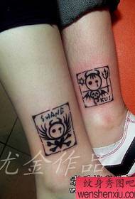 Totem della gamba coppia angelo amore tatuaggio