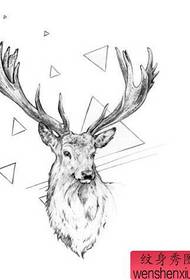 小鹿纹身手稿图案