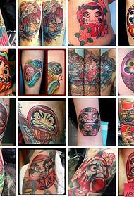 una serie di modelli colorati di tatuaggi Dharma