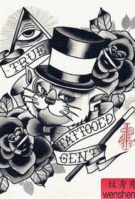 tattoo figure recommended a cat rose line draft tattoo work
