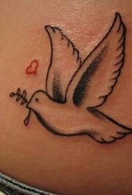 бела гулаб во боја на стомакот го симболизира срцето и loveубовта Тетоважа