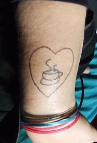 Arm Herzform und Tee Tasse schwarze Linie Tattoo-Muster